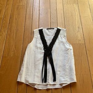 Zara linen tank top with crochet detail-never worn